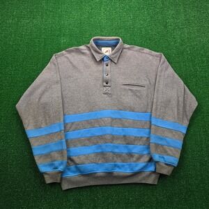Greenline International Sweater Mens Medium Gray‎ Blue Striped Vintage Pullover